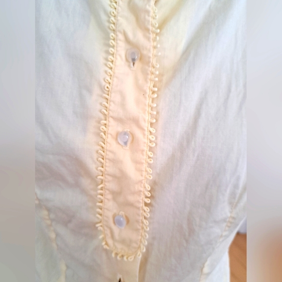 VINTAGE Rhoda Lee Light Canary Yellow Short Sleeve Cotton Blouse SZ S - Picture 11 of 11
